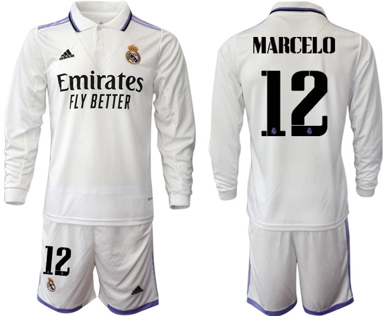 Men 2022-2023 Club Real Madrid home long sleeve white #12 Soccer Jersey->real madrid jersey->Soccer Club Jersey